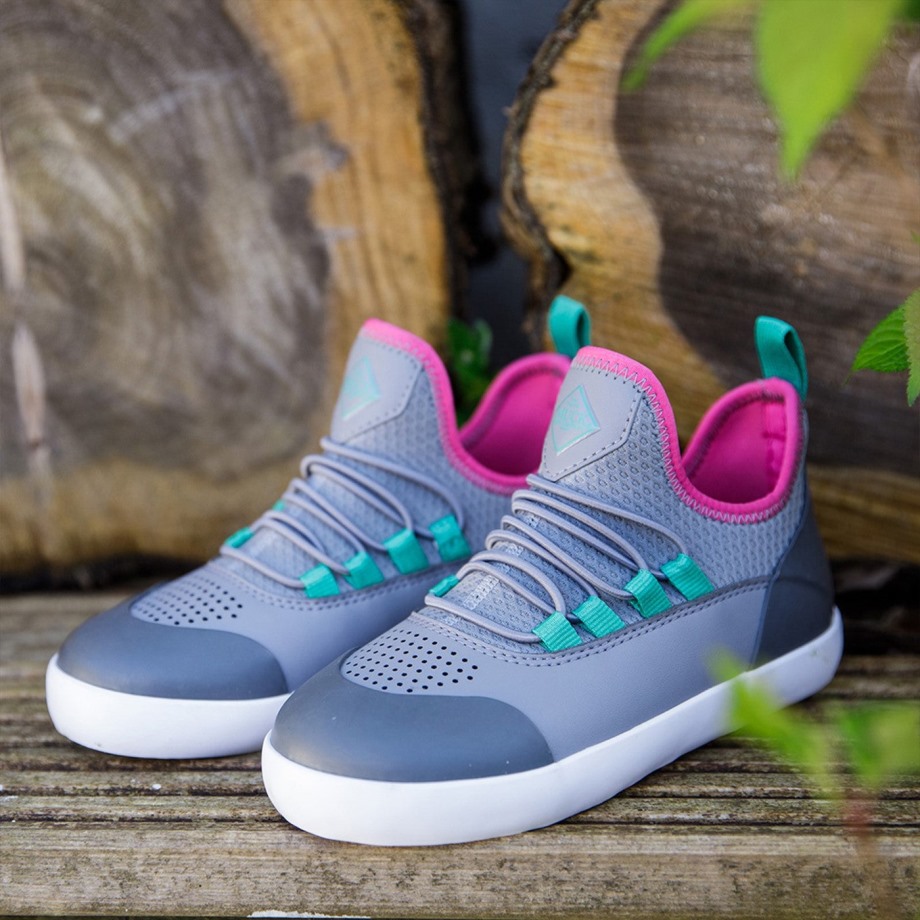 Børne Sommersolhverv Bungee Sko Muckboot Grå Pink