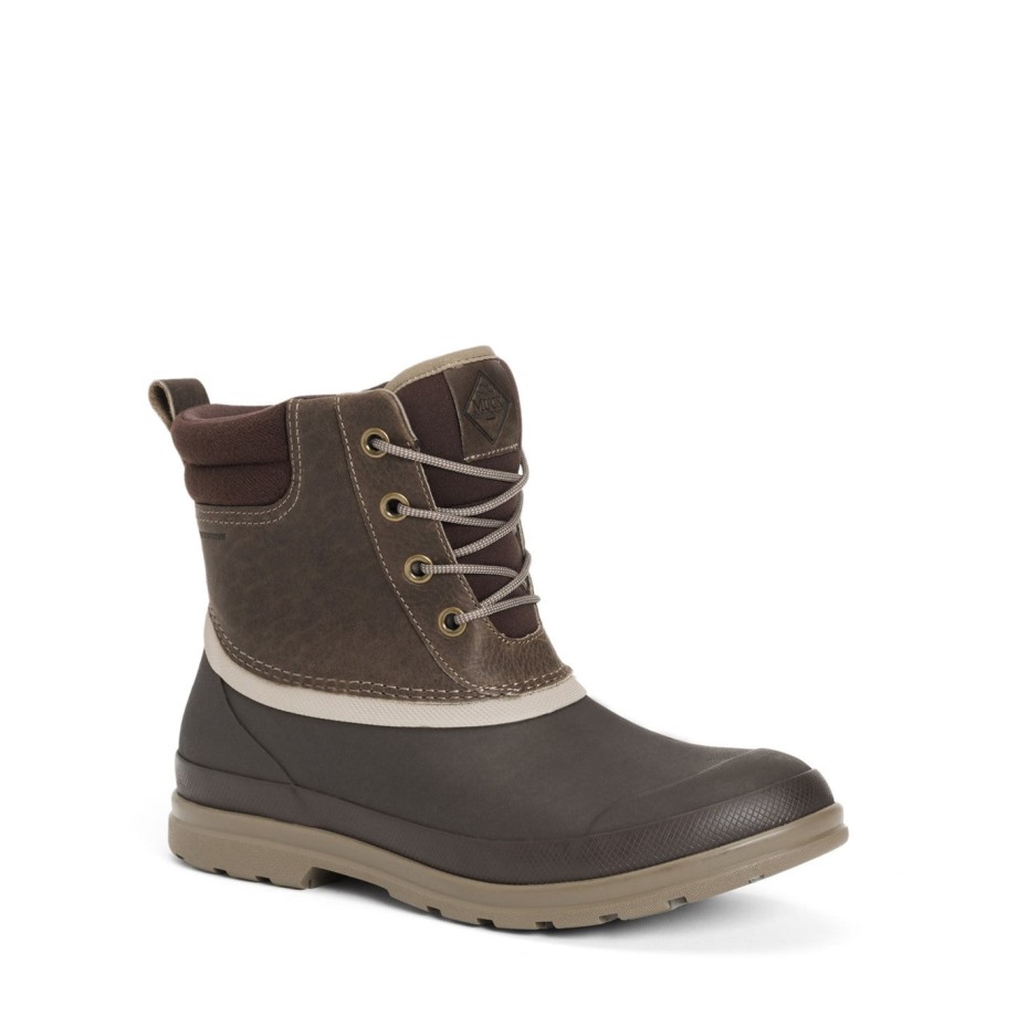 Herre Muck Originals Duck Snørebånd Læder Korte Støvler Muckboot Taupe