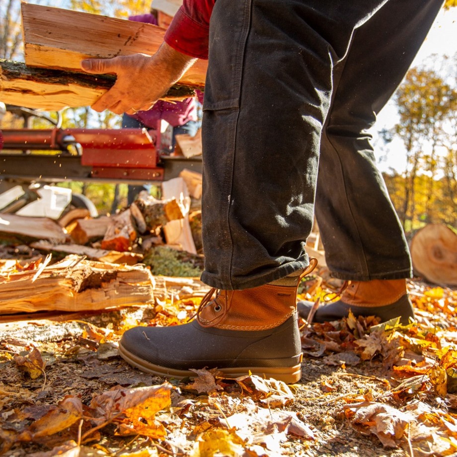 Muckboot Tan Herre Muck Originals Duck Korte Læderstøvler Med Snørebånd