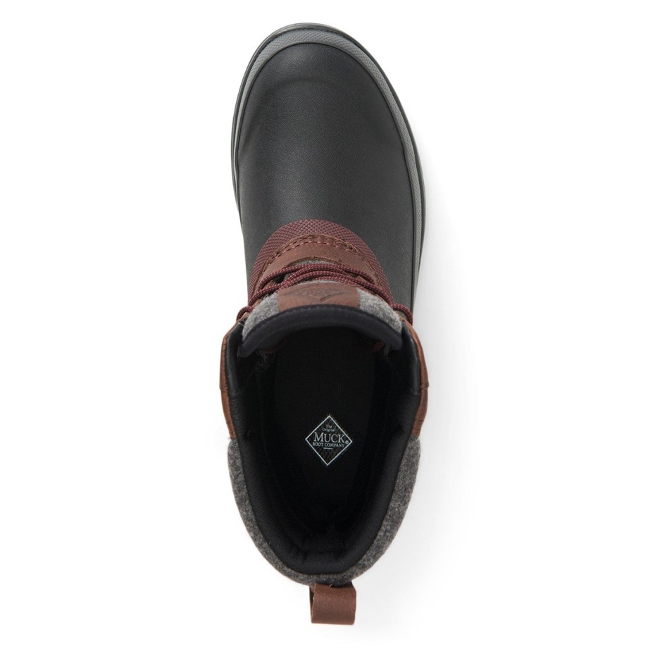 Kvinders Muck Originals Duck Snørebånd Læder Korte Støvler Brun Muckboot